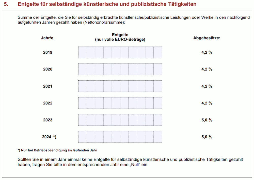 Ausschnitt aus dem Anmelde- und Erhebungsbogen