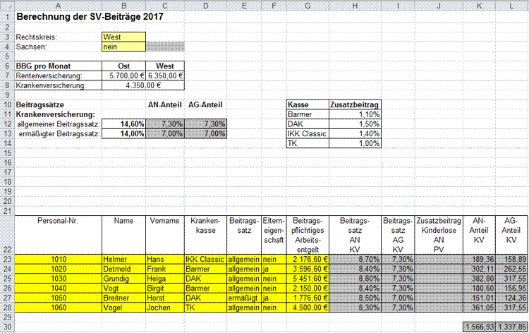 Excel Aufgaben Zur Krankenversicherung